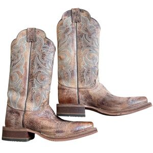 Justin Boots women katia size 7 distressed cowgirl BRL450 square toe brown